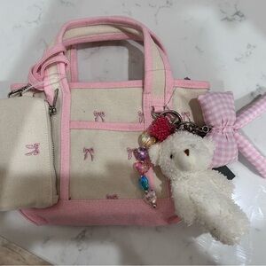 Madden Girl Pink and Cream Tote Bag